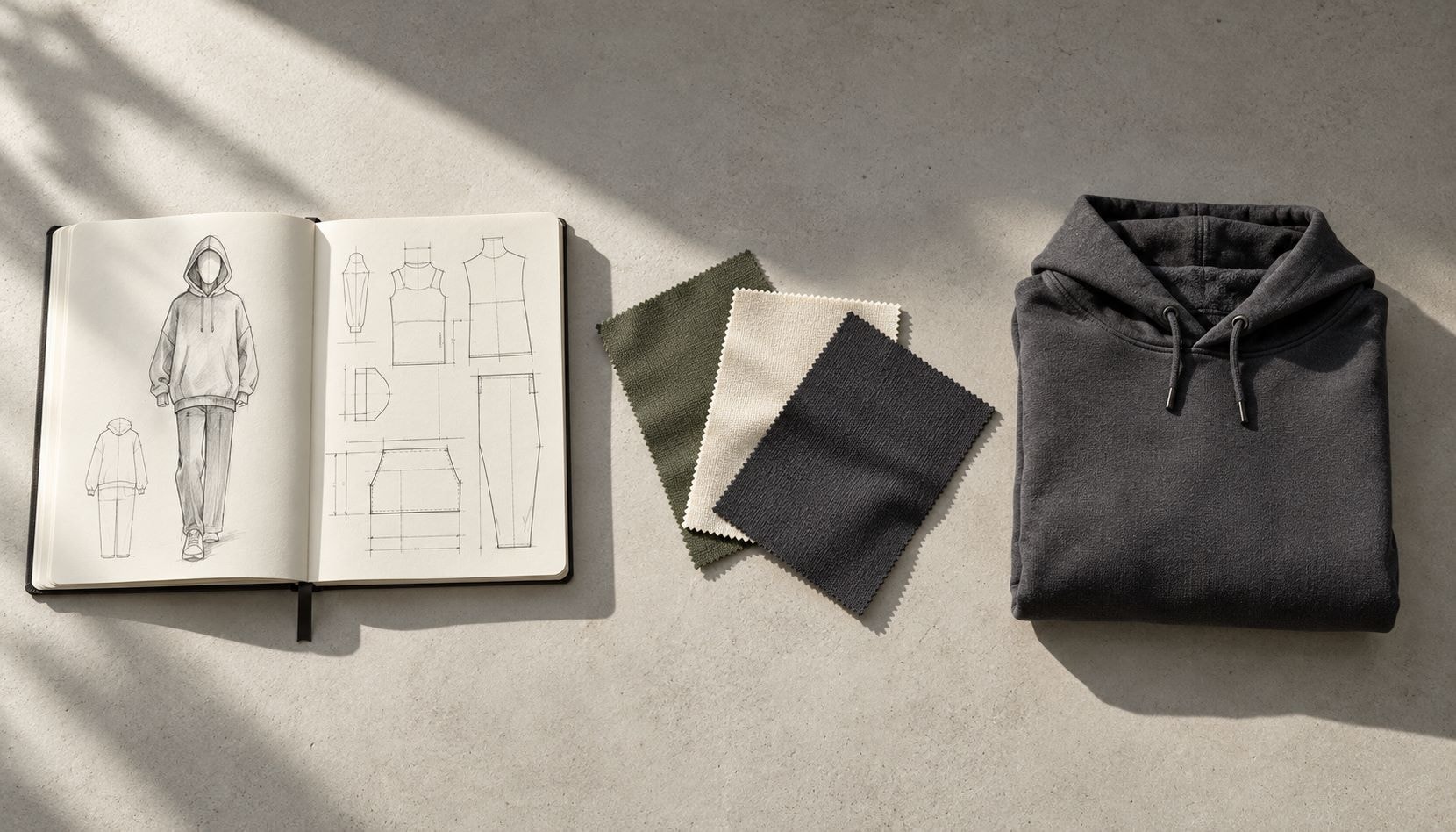 Neutral fabric color swatches showcasing sustainable dye methods