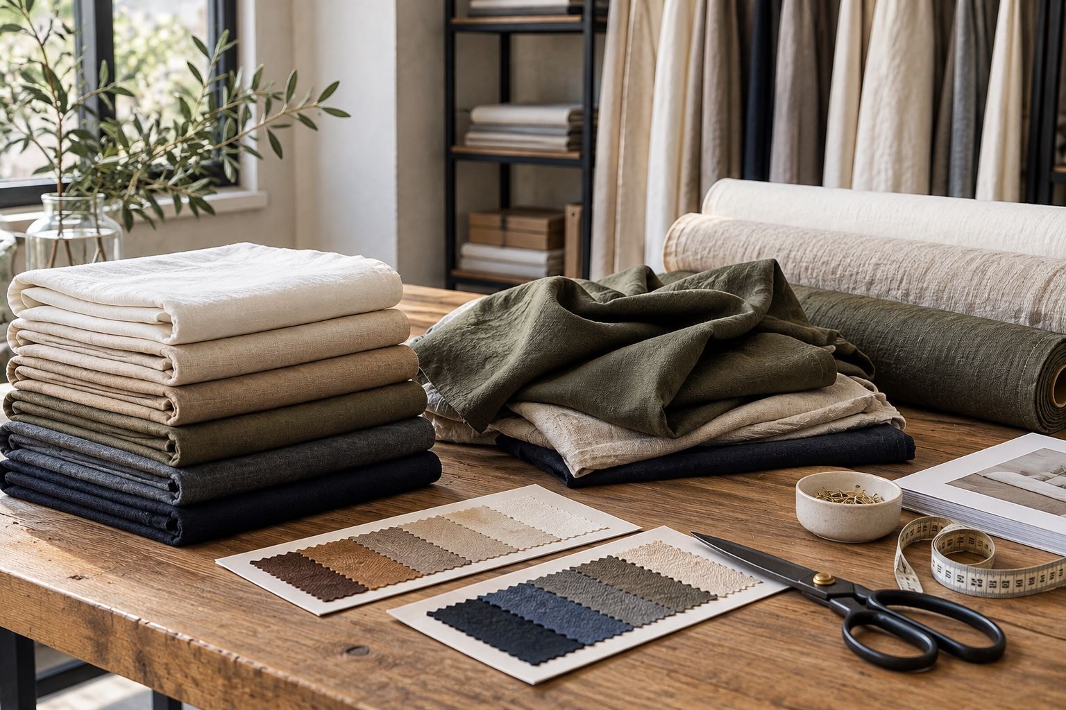 Premium fabric swatches and textiles from global partner mills