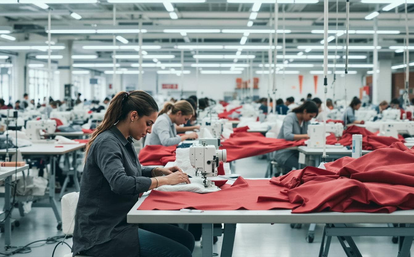 Garment sewing production line and manufacturing
